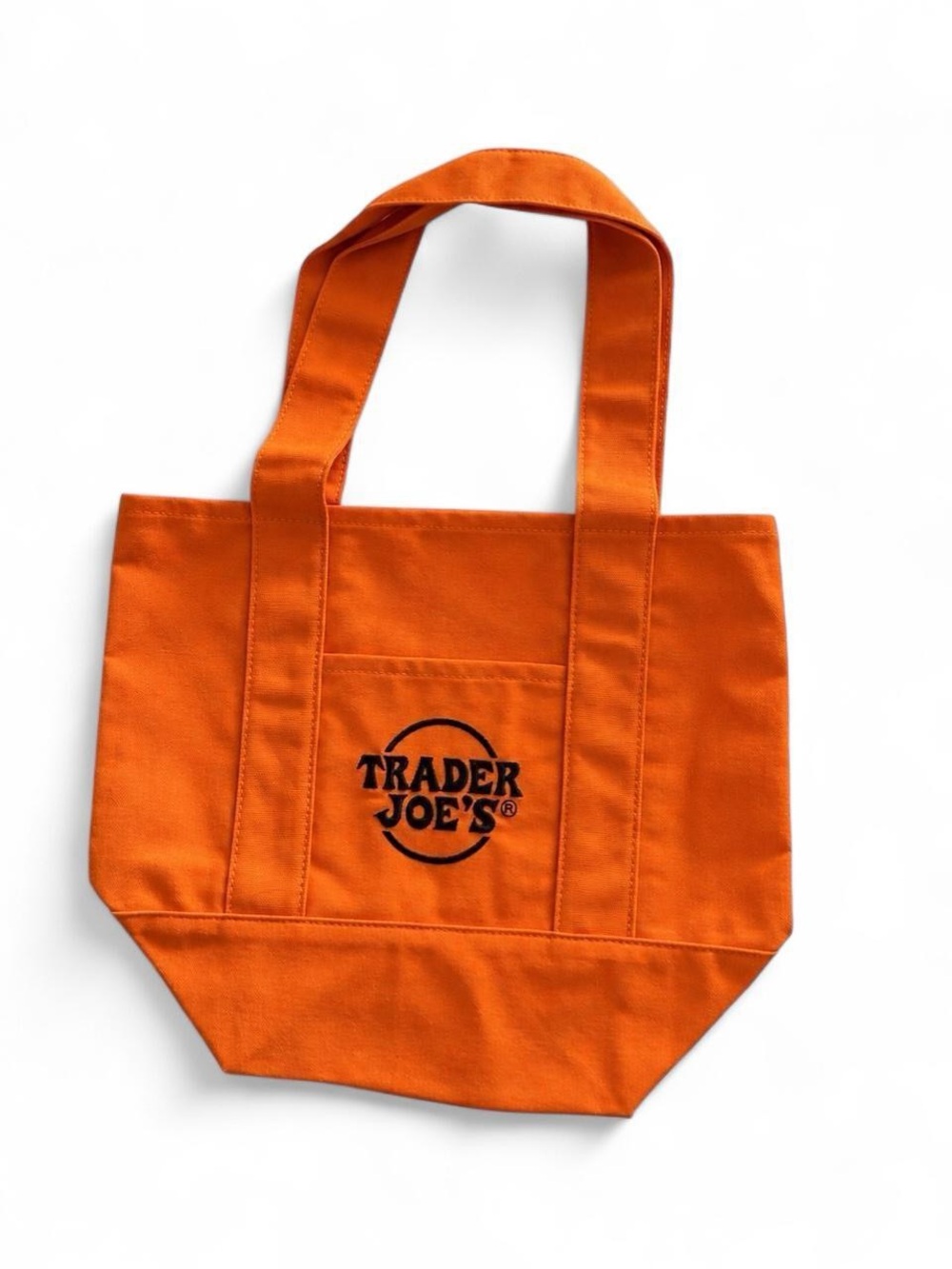 Trader Joe’s Orange Canvas Tote Bag with Front Pocket